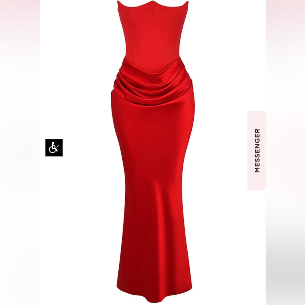 HOUSE OF‎ CB 'Persephone' Scarlet Strapless Corset Maxi Dress NWOT size S - Picture 9 of 15